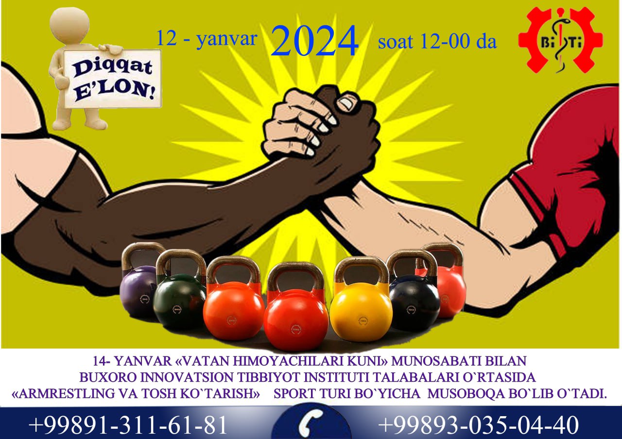 ARMRESTLING va TOSH ko'tarish sport turi bo'yicha musobaqa 