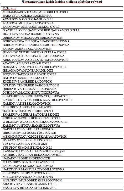  1-kurs Iqtisodiyot sirtqi