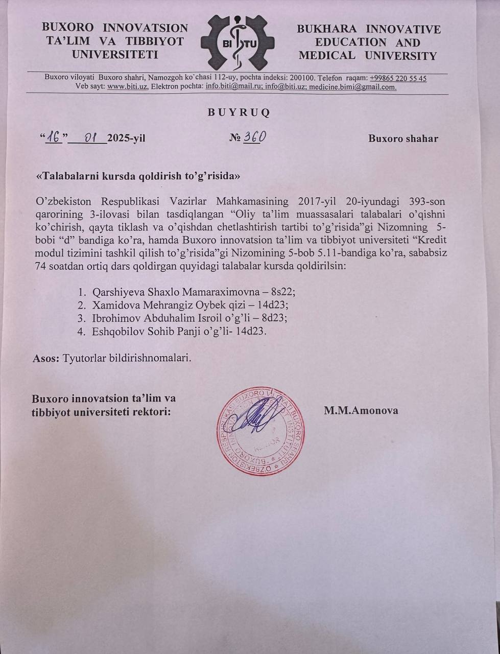 Talabalar kursdan kursga qoldirildi  i