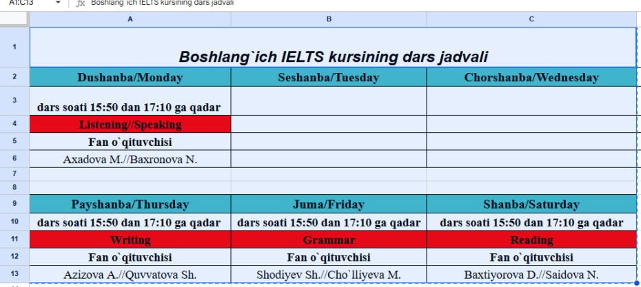 Universitetning barcha yo`nalish talabalari uchun bepul boshlang`ich IELTS kursi tuzulgani to`g`risida