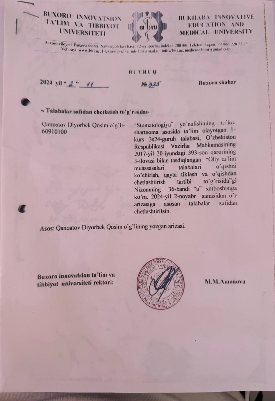 Talabalar safidan chetlashtirildi 