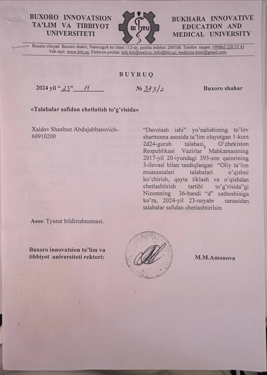 Talabalar safidan chetlashtirildi