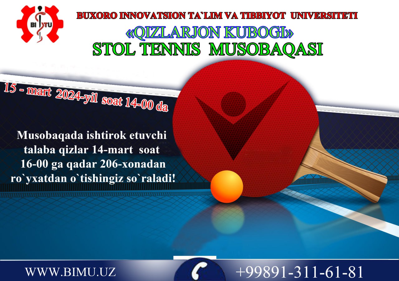 STOL TENNIS MUSOBAQASI "QIZLARJON KUBOGI" 